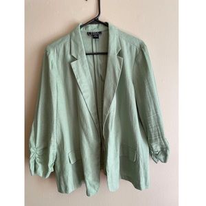 Mint green linen women’s blazer, New York Clothing Co., size XL